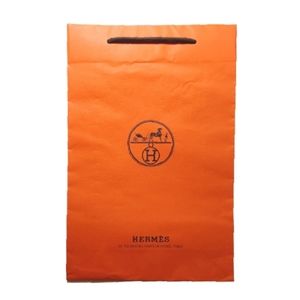HERMES Large Authentic Orange Paper Shopping Gift Bag